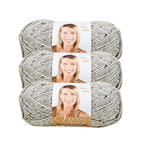 Image of Lion Brand Yarn, Vanna's Choice Crochet Yarn, Grey Marble, Gray, 3 Pack | Everyday Basic Worsted Weight Acrylic Knit & Crochet Fiber for Blankets, Bags, Sweaters, Hats, Scarves