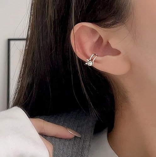 Cuff Earrings 925 Sterling Silver No Piercing Rabbit Ear Clip Wrap Cartilage Earrings Fine Jewelry for Women Man - Thumbnail 3