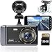 Produktbild Abask Dashcam Auto Vorne und Hinten Autokamera 1080P mit 32 GB SD-Karte, 4 Zoll Bildschirm, 310° Weitwinkelansicht, Dash Cam mit Parküberwachung, Bewegungserkennung, G-Sensor, Loop-Aufnahm, WDR, Akku