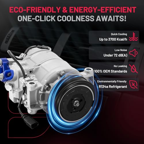 BDFHYK Air Conditioning A/C Compressor with Clutch Compatible with Audi A4 1.8L 2001-2006 2013-2016,2.0L 2005-2007, A5 2008-2019, A3 A4 A5 A8 Quattro, A4 allroad Q7, Replace# 98350