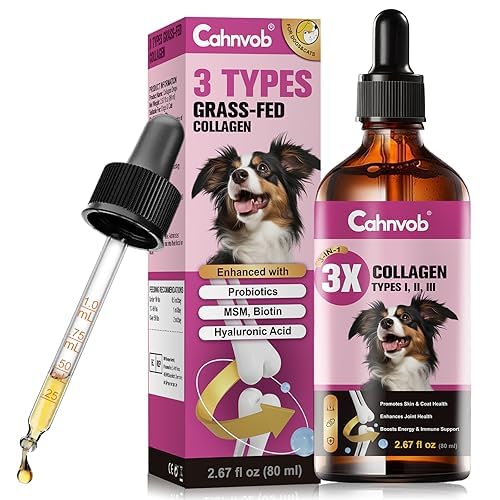 Collagène Liquide Premium pour Chiens et Chats - Hydrolysé d'Élevage au Pâturage - Support Nutritionnel Naturel pour Articulations, Hanches, Peau et Poils