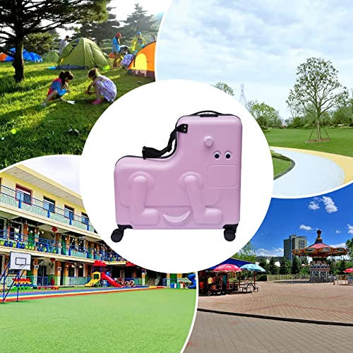 24in Children's Ride On Trolley, Portable Universal Wheel Carry On Luggage ABS+PC, Waterproof Unisex Boys Girls Travel Suitcase With Lock for Travel, Business Trips to Load Clothes, Pink2
