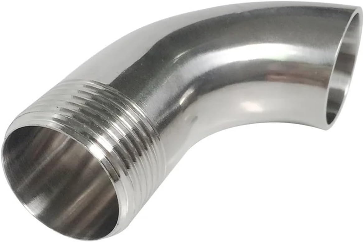 19/25/32/38/48/48/57/63/76mm Pipe Outer Diameter Butt Weld x 1/2" 3/4" 1"- 2-1/2" BSPT Male Sanitary Fitting 90 Degree Elbow SUS304 (Color: 304, Size : 45mm OD-DN40 Male)