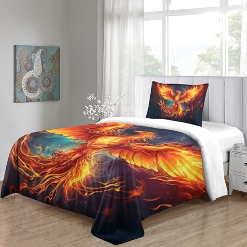 Housse de couette Phénix anti-plis avec fermeture éclair pour lit simple - 5