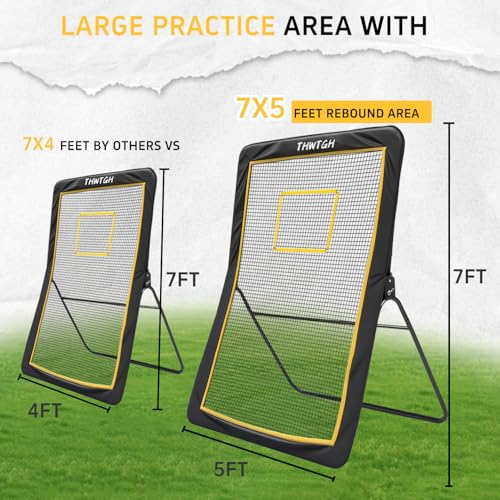 THWTGH Upgraded 5x7 Feet Lacrosse Rebounder for Backyard, Volleyball Rebounder Net wit 5 Adjustable Angle and Carry Bag, Lacrosse Ball Bounce Back Net for Outdoor & Indoor Training - Thumbnail 6