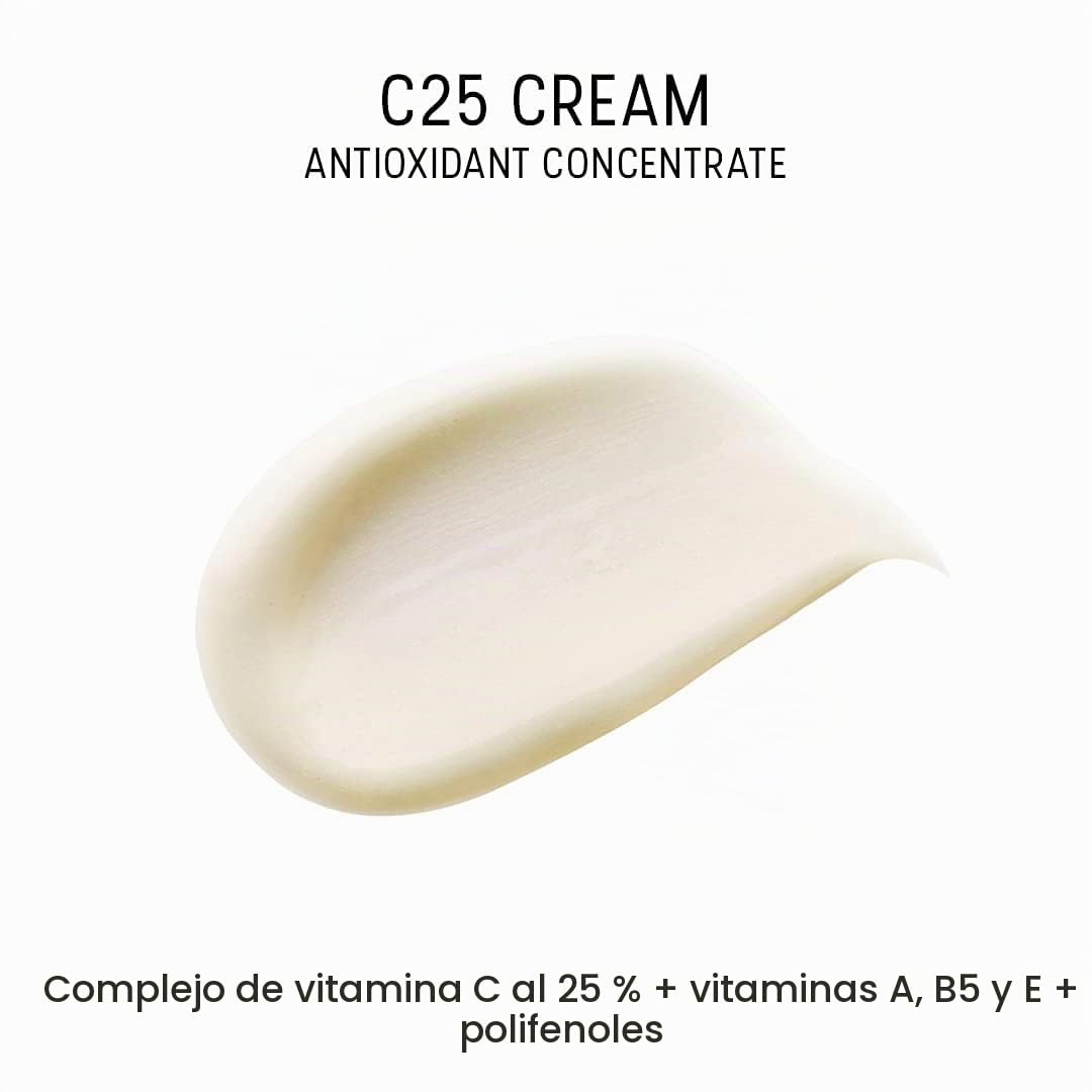 Dermaceutic C25 Cream - Crema antioxidante de día con vitamina C, vitamina E, vitamina B5, vitamina E y polifenoles - Humectante y protector facial que mejora el cutis e ilumina la piel - 30 ml