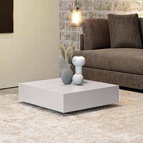 Table basse Square, table de salon table basse, table de canapé 60 x 60 x 18 cm (blanc)