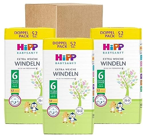 HiPP Babysanft Windeln Extra 6 Vorratsbox (3 x 52 Stück)