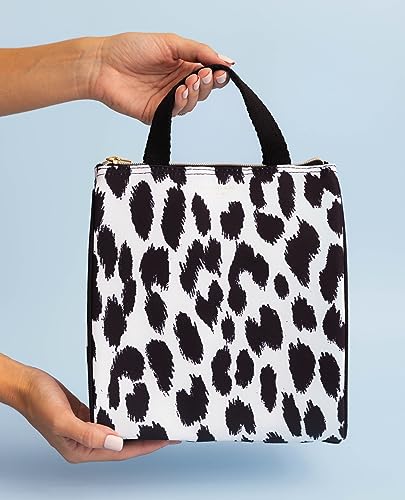 Image of kate spade new york Insulated Lunch Tote, Modern Leopard | Cute Insulated Soft Cooler Bag, Adult Lunch Box with Silver Thermal Interior Lining and Mesh Storage Pocket