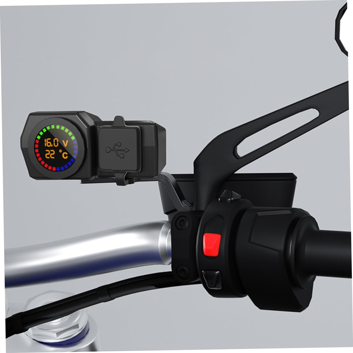 JECOMPRIS Dual Port Fast Motorcycle Charger Handlebar Mount -c Car Battery Voltage Monitor Temperature Gauge