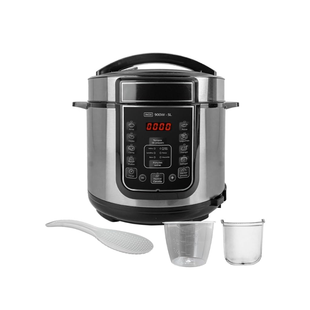 Panela de Pressão Elétrica 5L Inox 127V Cozinha Rápida (Inox)