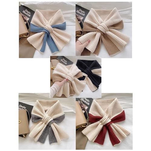 Winter Cross Neck Wrap Patchwork Color Women Knitted Scarf, Patchwork Colors Scarves, Fashion Short Women Scarf3