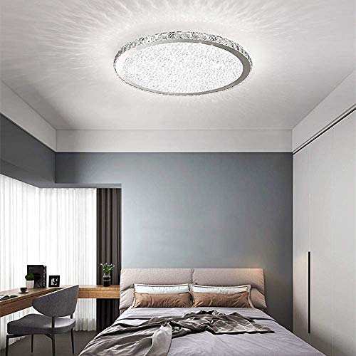 Ladiqi Crystal Round Led Flush Mount Ceiling Light Luxury Modern Close To Ceiling Light Indoor Chandelier Lighting Fixture For Living Room Bedroom Dining Room Restaurant (White, 23.5'') #TOP4