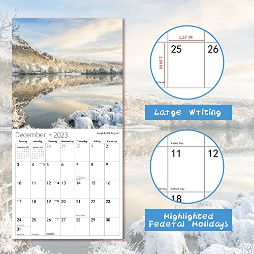 2023 Wall Calendar,14 Monthly Wall Calendar World Scenery Nov. 2022 - Dec. 2023, 12" X 24" Opened,Full Page Months Thick & Sturdy Paper For Gift Perfect Calendar Organizing & Planning #TOP5