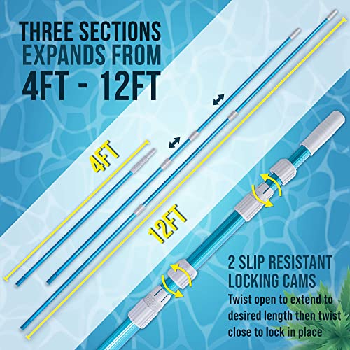 image for U.S. Pool Supply Professional 12 Foot Blue Anodized Aluminum Telescopi