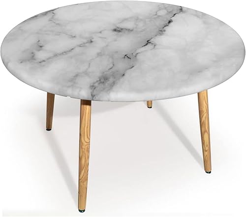 Mantel redondo ajustable con bordes elásticos, diseño de mármol con diseño de cultura marmoleada, resistente al agua, a prueba de aceite, resistente