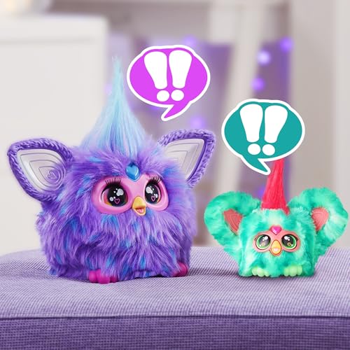 Furby Furblets Mello-Nee - Peluche Intéractive - 45+ Musiques d'Été, Sons et Phrases en Furbish - Idée Cadeau pour Enfants dès 6 Ans - Peluche Musicale avec Fourrure Rouge et Verte Pastèque