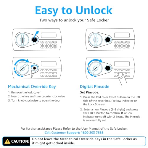 Image of Equal 20L SecureX Safe Locker for Home | Dual Deadbolt Digital PIN Lock X2 + Emergency Key | 8-Gauge Steel Door | 3 Year Warranty | 20 Litre - Black