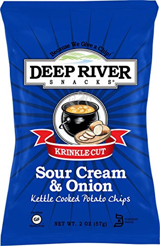 Deep River Kettle Sour Cream & Onion Krinkle Cut Potato Chips, 2 Ounce (Pack of 24)