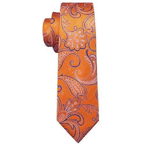 Image of Barry.Wang Men Ties Paisley Woven Silk Necktie Set with Pocket Suqare Cufflinks Formal