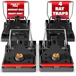 Pest-X Pro Lightning Professional Rat Traps - 4 PACK, Heavy Duty Snap Traps That Kill In A Flash, Large, Reusable Rodent & Rat Killer For Indoors & Outdoors, Rat Traps That Kill Instantly