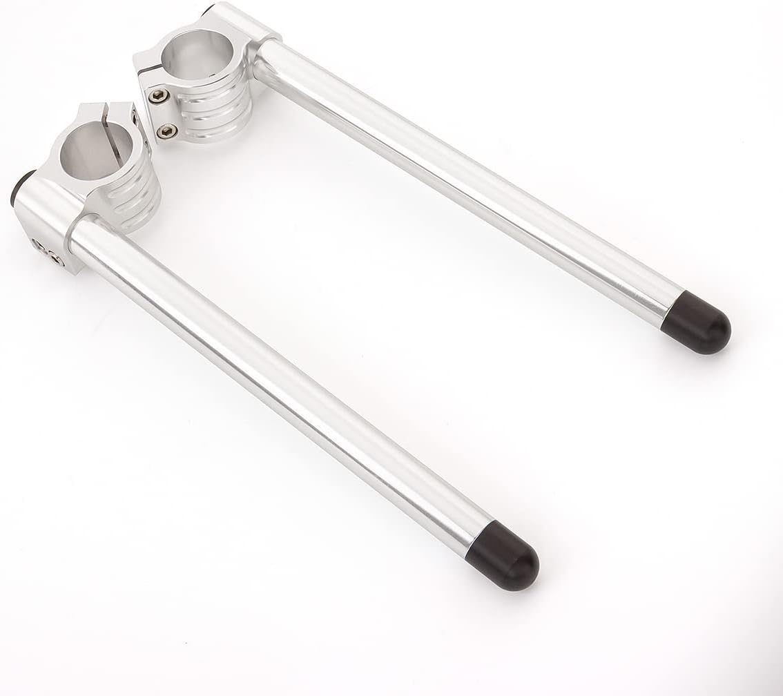 52mm Motorcycle Clip on Handlebar fit Fork Tube 52mm, 7/8" Street&Sport Bike Handlebar, 52 mm Clip ons bars CNC Silver