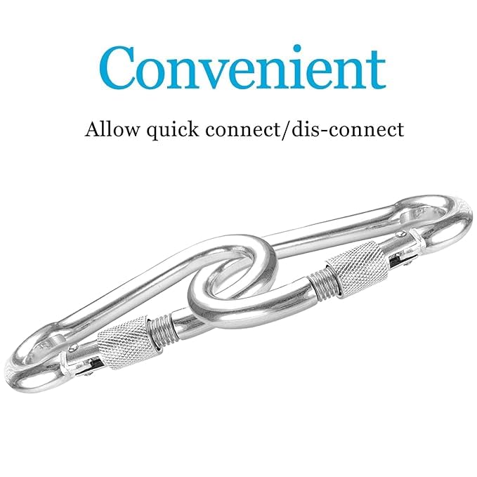 Image of Heavy Duty GI Carabiner Hook Screw Lock Carabiner Hook | Multipurpose Utility Clips for Keys, Bags, Bottles & Daily Use for Camping, Climbing, Hammock, Dog Leash, Swing (20)