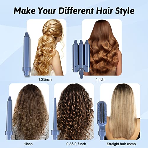 Pretfy 5 In 1 Curling Iron, Professional Curling Wand Set With Hair Straightener Brush, 5 Interchangeable Curling Iron Set Fast Heating For All Hair Types #TOP1