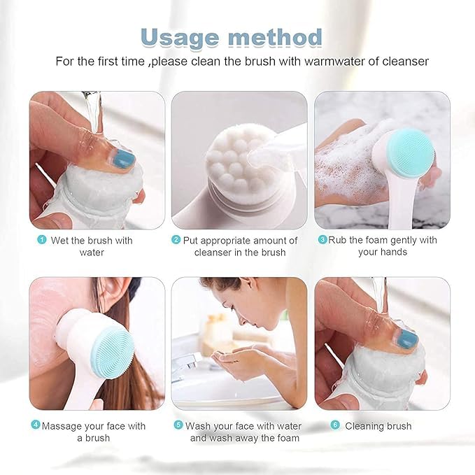 Image of Silicone Manual Dual Face Wash Brush for Deep Pore Exfoliator Massager, Scrub Brush for Gentle Exfoliating, Deep Pore Cleansing Use For Man and Women.