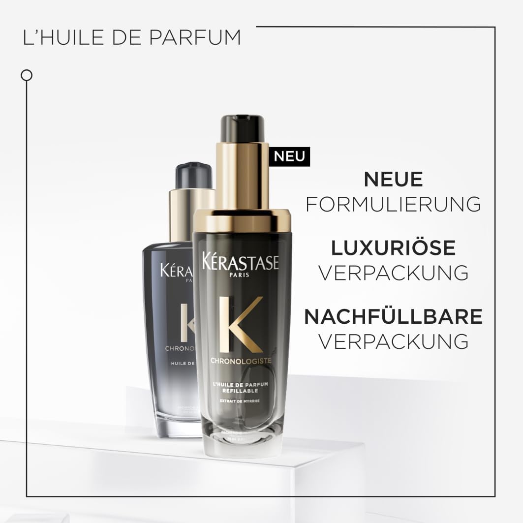 Kérastase Chronologiste L’Huile de Parfum, Antistatisches Duft-Öl für alle Haartypen, Nährende und stärkende Haarpflege mit Hitzeschutz und intensivem Duft, Nachfüllbarer Flakon, 75 ml