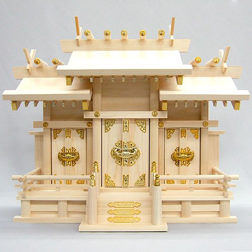 Amazon｜仏壇屋 滝田商店 神棚(お宮) 屋根違三社 小(高さ44cm×巾54cm 