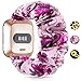MORETEK Scrunchies Watch Bands for Fitbit Blaze Versa Elastic Fabric Thick Replacement Wristband Cute Women Watch Strap for Fitbit Blaze Versa Versa 2 (PurpleFlower)
