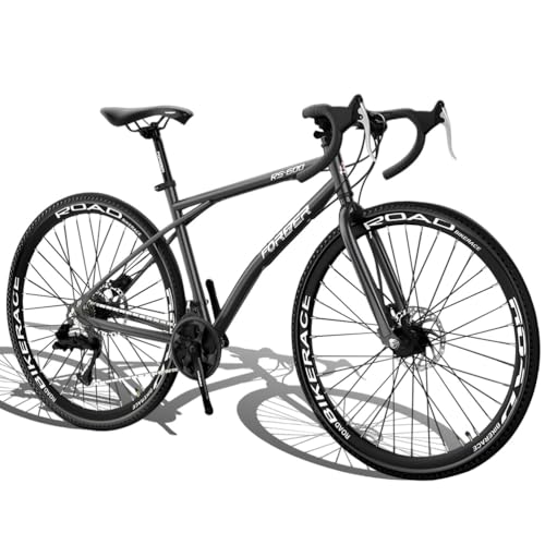 CUIOT ロードバイク 自転車 グラベルロードバイク 700c 700×28c 27段変速MTB 軽量高炭素鋼フレーム ディスクブレーキ ドロップハンドル 街乗り 通勤 通学 都市競技男女プレゼント 初心者向け 入門級 自転車 日常之? 適応身長160-
