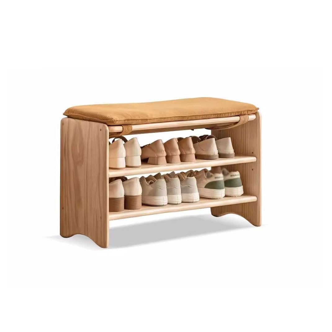 Tabouret à langer rectangulaire rembourré en bois massif de 34 pouces