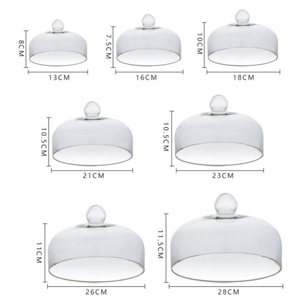 HEMOTON Cloche en Verre Transparente - 21 x 21 cm - Cloche à gâteau - Cloche à Fruits - pour Pique-, Camping, Noël, Nouvel an, fête