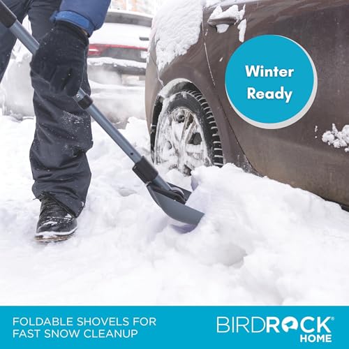image for BIRDROCK HOME 34” Folding Emergency Snow Shovel – Rugged Compact T