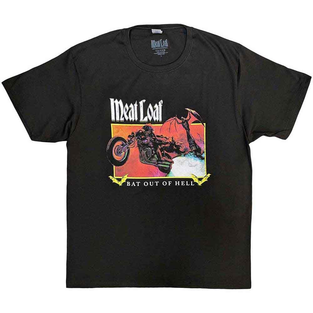 Meat Loaf T Shirt Bat Out of Hell Rectangle Official Mens Charcoal Grey XL