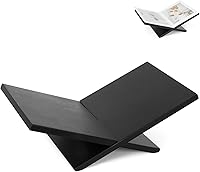 PUERSI Large Wooden Book Stand Display Holder - Open Easel for Cookbook, Bible, Magazine, Art on Coffee Table - Black
