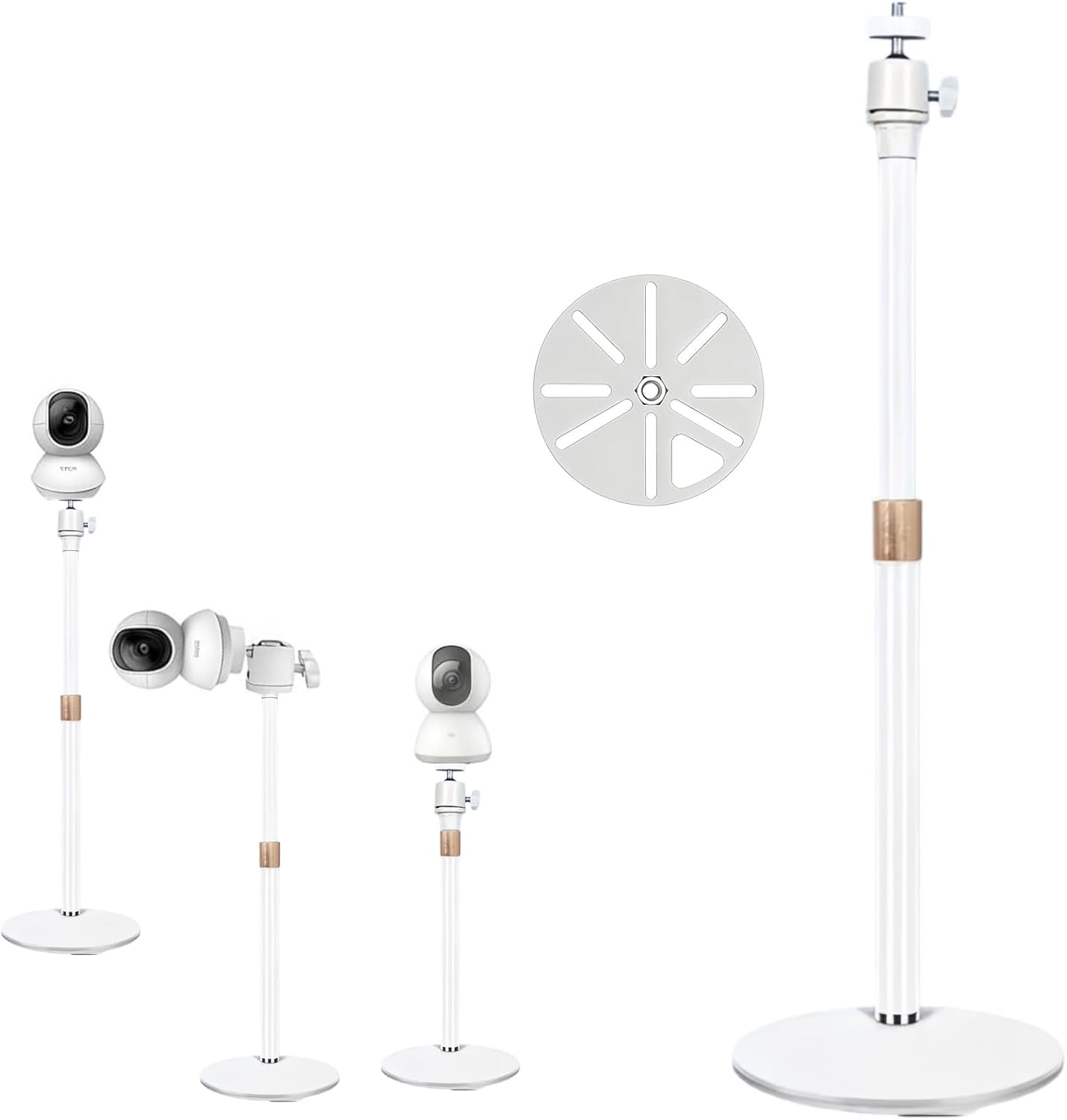 Black Adjustable CCTV Camera Mount Stand for Security Cameras, 360° Rotatable Ball Head with 1/4" Screw, Indoor Monitoring Stand for Arlo, Wyze, CCTV IP Cameras (Black Adjustable No Drill Mount)