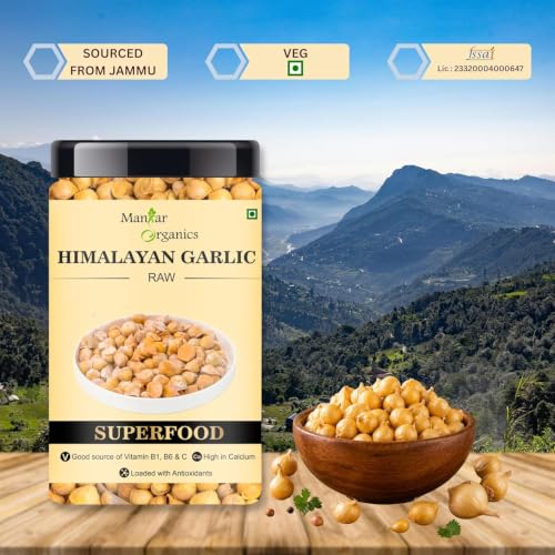 Image of ManHar Organics Kashmiri Garlic (Lehsun) 400g | Direct from Farmers | Premium Himalayan Single Clove Garlic | Whole Bulbs
