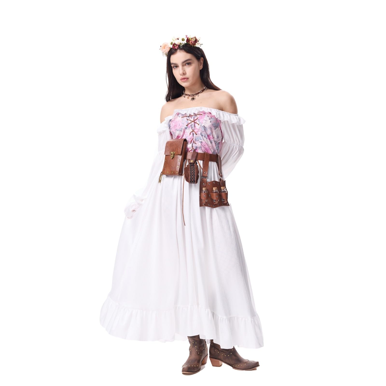 Pirat Kostüm Damen Piratenkostüm - Elegant Rock Partykleid Piraten Overall Sexy Tanzkleid Kurz Strampler Retro Faschingskostüm Mittelalter Erwachsenenkostüm Festkleid Mottoparty Cosplay