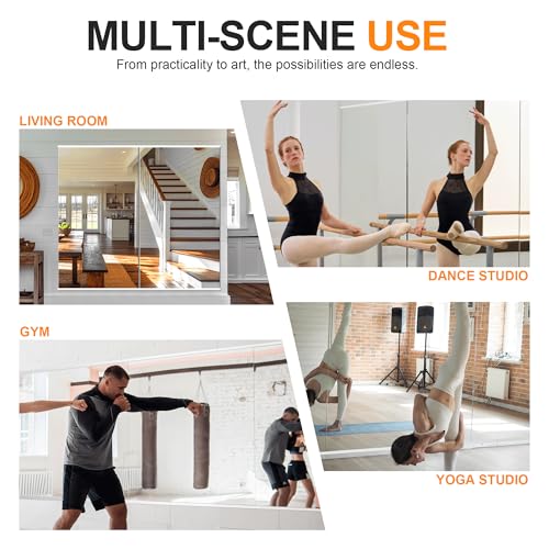 Delma Home Gym Mirror,54''x30''x2PCS,Large Full Body Tempered Glass Frameless, Wall-Mounted for Gym, Yoga, Garage, Bedroom, Bathroom
