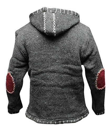 Shopoholic Fashion Cross Zipped Patchwork Fleece Lined Boho Woollen Jacket, Long Sleeve Hippie Hoodie for Men2