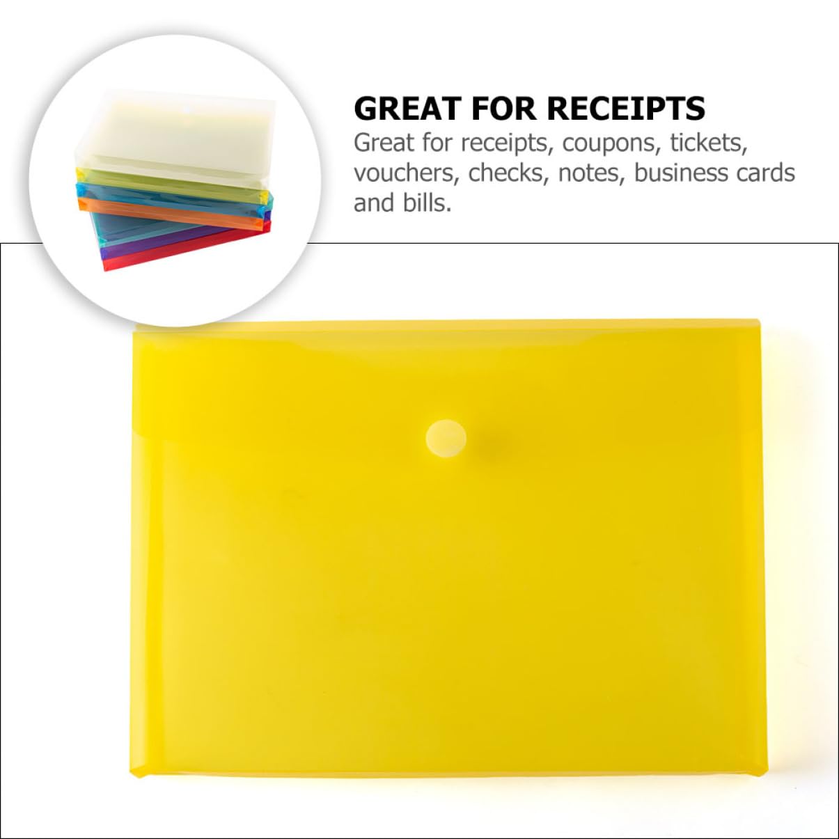 Operitacx 14pezzi Buste Documenti Colorate Organizer Riutilizzabili Plastica Per Archiviazione Per Ufficio e Scuola Chiusura Con Pulsante Di Sicurezza