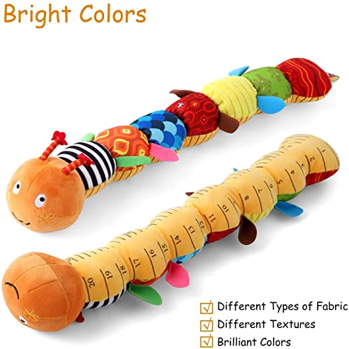 Brinquedos musicais de lagarta para bebês, brinquedos infantis, cores brilhantes, textura com chocal