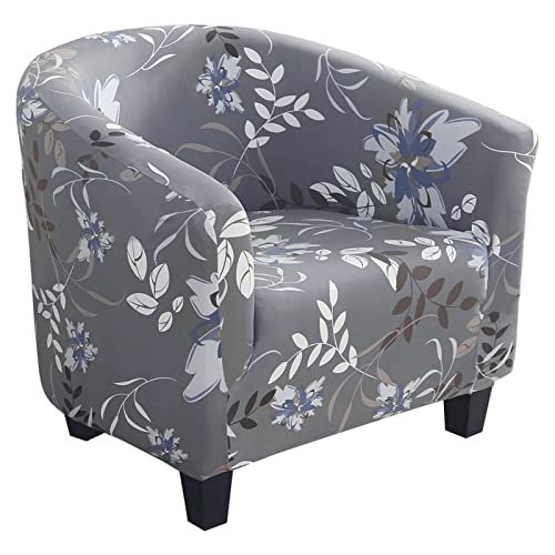 Image of SearchI Club Chair Slipcover Stretch Barrel Chair Covers Printed Tub Chair Slipcovers Soft Spandex Armchair Sofa Cover Removable Couch Furniture Protector Arm Chair Cover for Living Room(Flower 4)