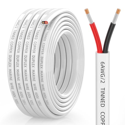 CONEPY 6 Gauge Marine Wire, 6 Gauge Wire Duplex Marine Grade Cable, 15FT