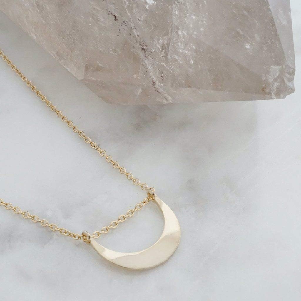 Honeycat La Luna Moon Necklace in Gold, Rose Gold, or Silver | Minimalist, Delicate Jewelry