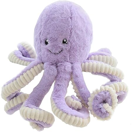 Amazon かわいいタコぬいぐるみタコクジラ人形ぬいぐるみ柔らかい枕海の動物のおもちゃ子供ベビークリスマスギフト家の装飾 パープル 18cm ぬいぐるみ おもちゃ