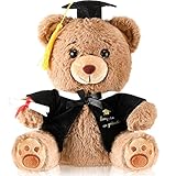 DEEKIN 10 Inch Graduation Bears Stuffed Animal Plush Bear in Black Cap Graduation Bear Kindergarten...